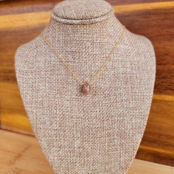 Chocolate Moonstone Necklace Minimalist Crystal Gemstone - Picture 4 of 4